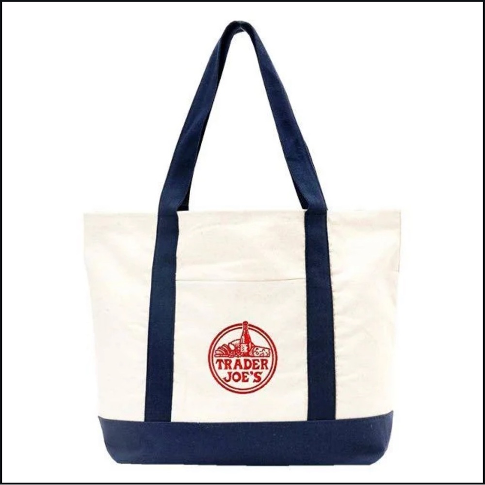 Trader Joe’s Navy and White Large Tote Bag - Picture 2 of 6